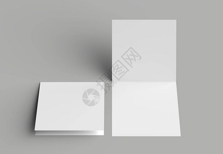 双折方小册子或邀请书在灰色图片