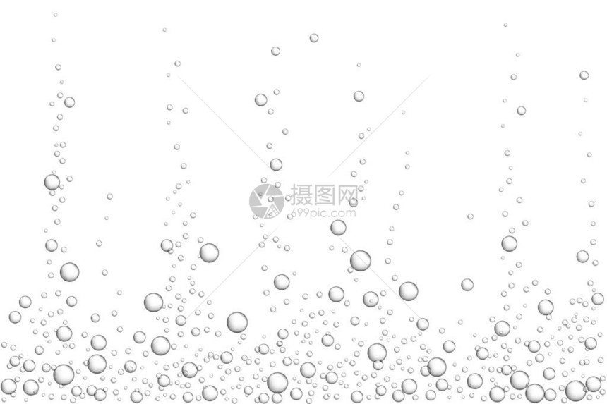 矢量灰色水下气泡纹理隔离在白色背景上在水族馆或泡腾中起泡3d透明逼图片