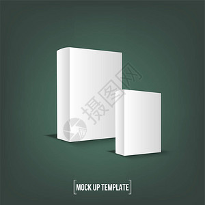 白色产品纸板套件盒供设计用的模拟板背景图片