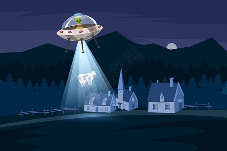 UFO绑架一头奶牛图片