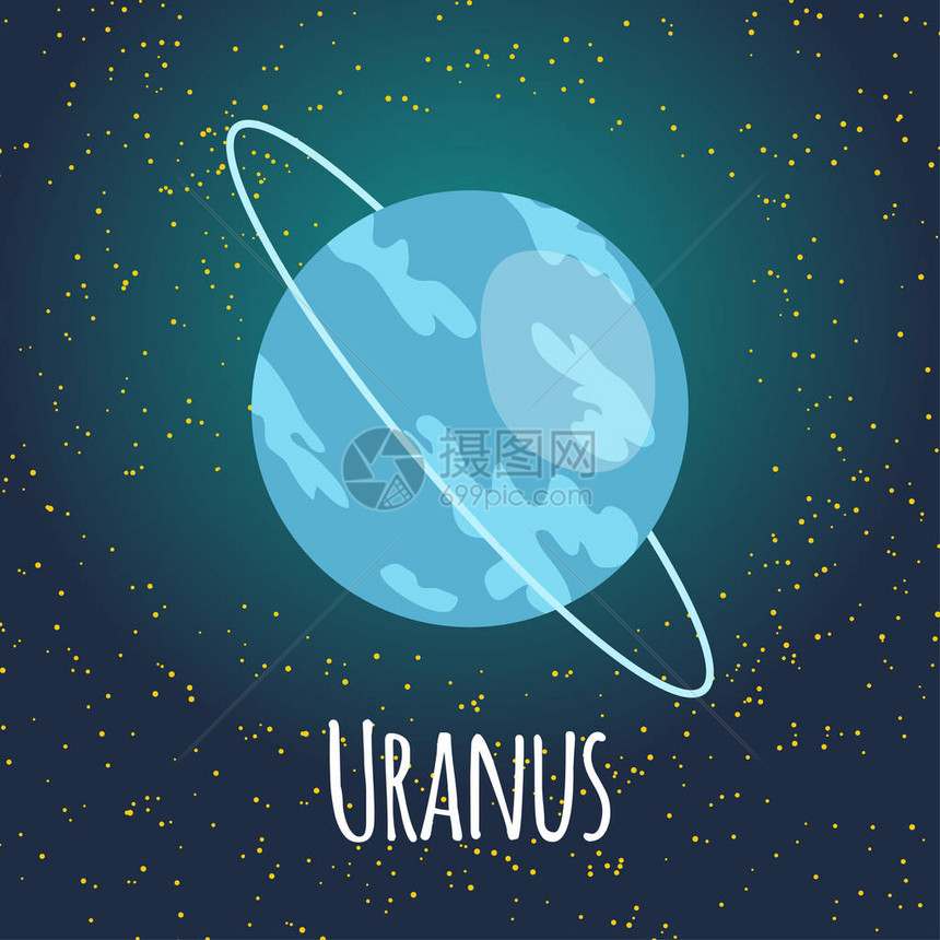矢量图行星天王星在平面卡通风格儿童房教育海报行星恒星彗星座图片
