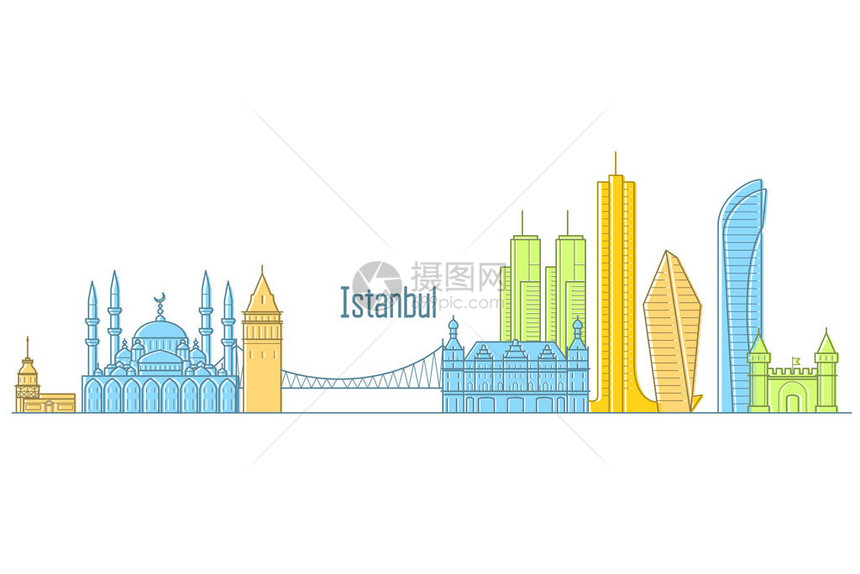 伊斯坦布尔城市景观线条艺术中伊斯坦布尔图片