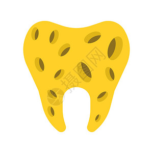 带孔的牙齿病牙龋齿和牙髓炎牙痛病媒图解图片