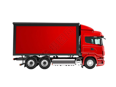带红色拖车的现代红色卡车图片