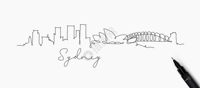 以笔线样式绘制城市的双影Sydney图片