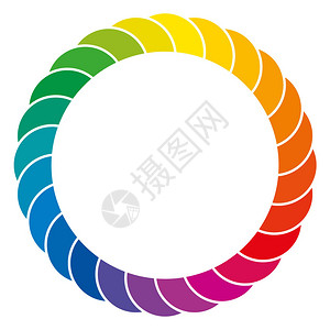 12色环由色谱的重叠部分组成的彩色空间和圆圈设计图片
