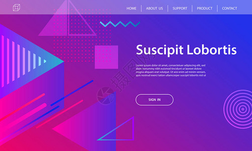 网站模板设计和登陆页面几何形状背景用于应用程序开发移动ui模图片