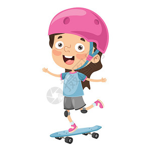 儿童滑板的矢量插图图片