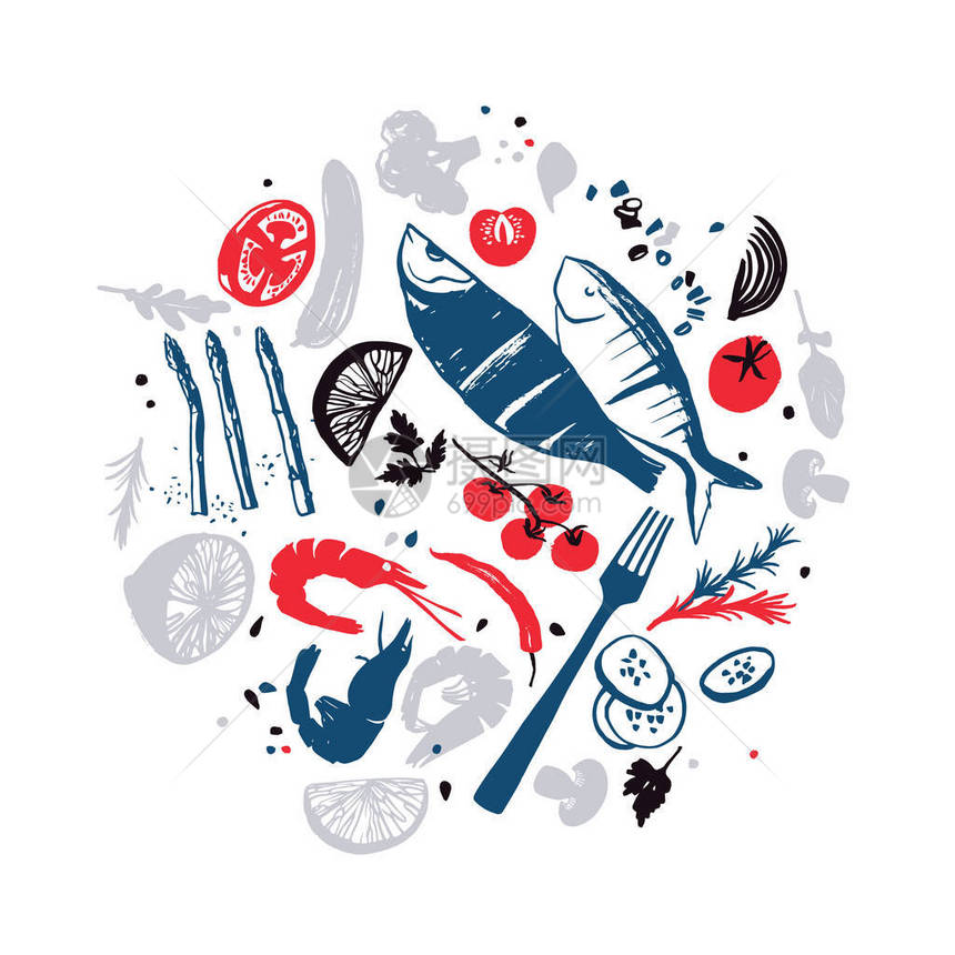 鱼菜单设计新鲜农产品美味食图片