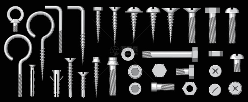 一组螺栓和螺钉的插图图片