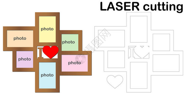 用于激光切割的照片框架相框拼贴画用于木材和金属的模板激光切割机图片