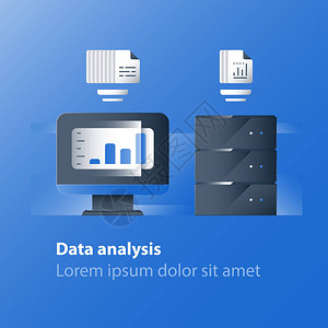 大数据分析信息收集和处理报表图数据服务器业务技术矢量图图片