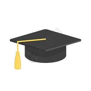 平面样式的毕业帽孤立在白色背景上的学术或毕业帽教育形成培训或启蒙概念矢量图背景图片