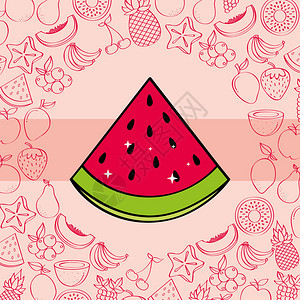 西瓜水果营养背景图示矢量图片