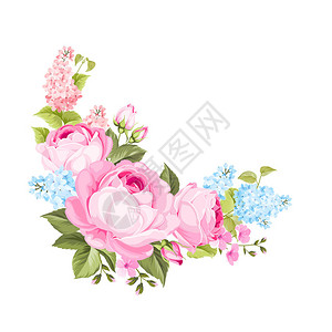 玫瑰优雅的卡片春天装饰花朵的花束小花图片