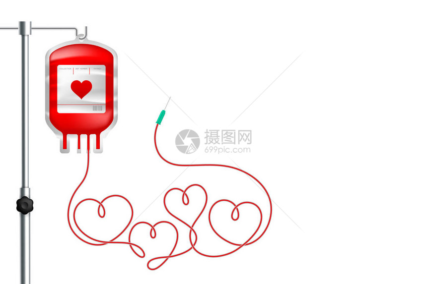 血袋红色和爱心符号形状图片