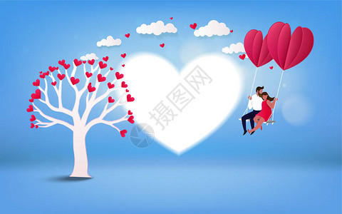 荡秋千的浪漫情侣情人蜜月假期暑假爱情观情人节快乐壁纸海报图片