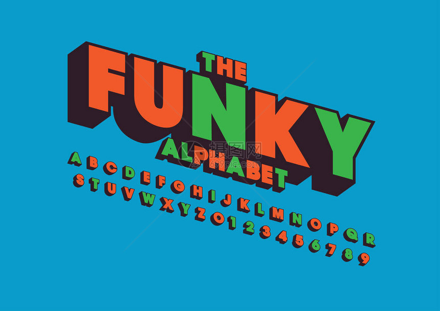 funky字体和字母模板Stylized现代字体的图片