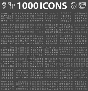 icons设置1000ICONS不同的主题可编辑的Stroke48x48像素完美大SE插画