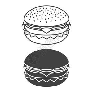 在白色背景中隔离的汉堡单色图背景图片