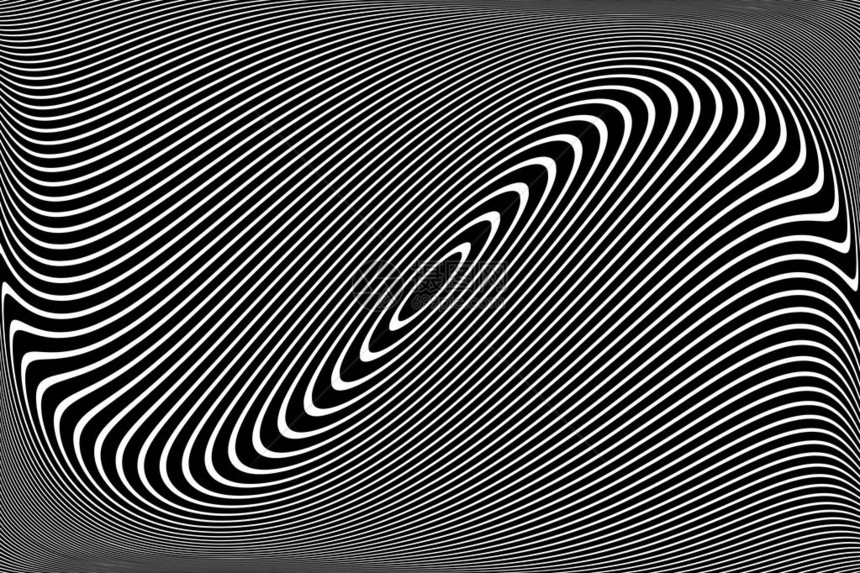 抽象波浪线设计条纹黑白背景矢量艺术图片