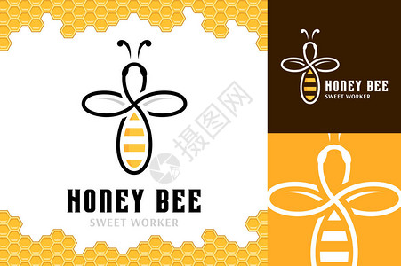 不同背景的矢量蜜蜂标志模板图片