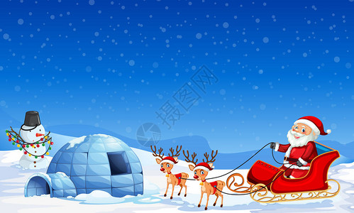 圣诞老人在冬天背景图图片