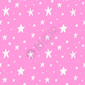 粉红色背景上带有简单星的无缝背景图片