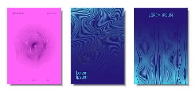 蓝色抽象封面与运动效果波浪条纹背景带有流线的几何模板集EPS10矢量设计小册子杂志音乐海报书籍的3背景图片