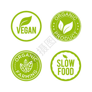 健康食品图标集素食主义者有机产品有机农业和慢食图片