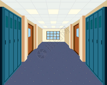 现代学校走廊插图图片
