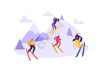 护目镜和滑雪服中的山地滑雪人物雪景冬季运动平人滑雪者户外图片