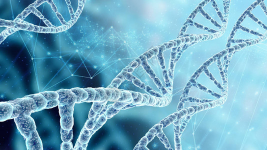 抽象蓝色空间中DNA螺旋分子的概念背景图片