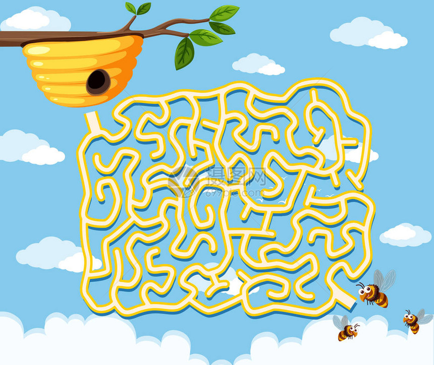蜜蜂迷宫游戏模板插图图片