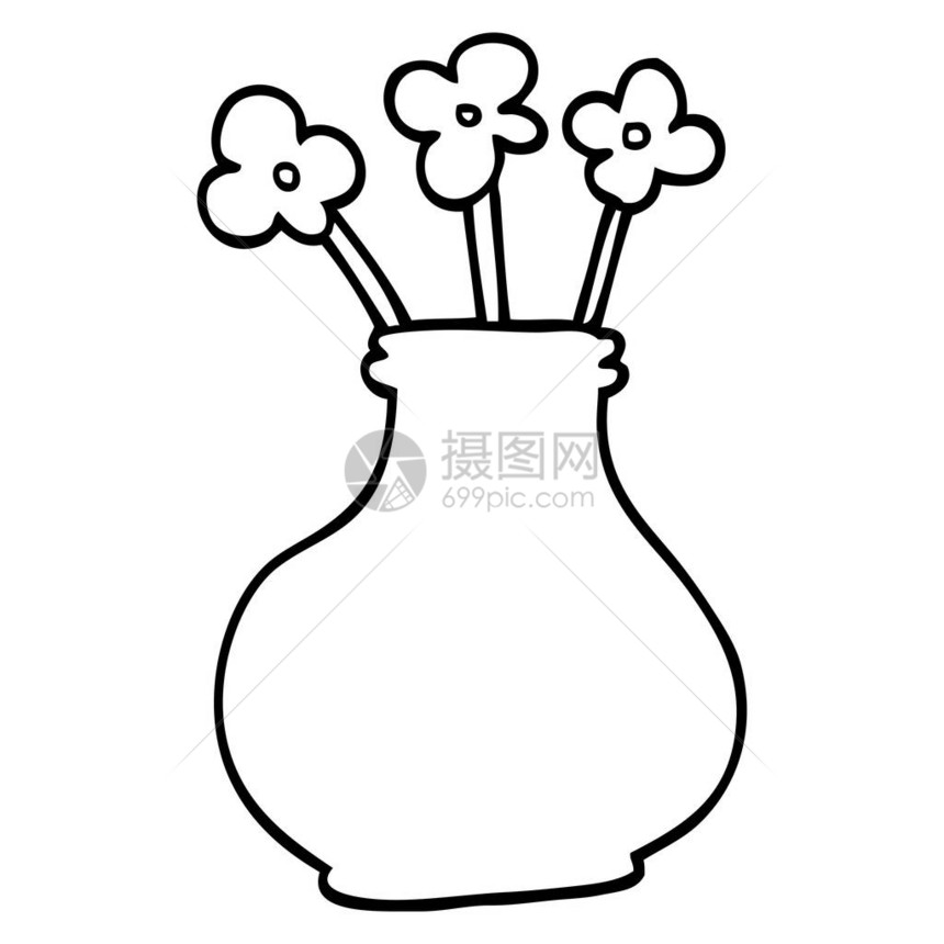 线条画卡通花瓶图片