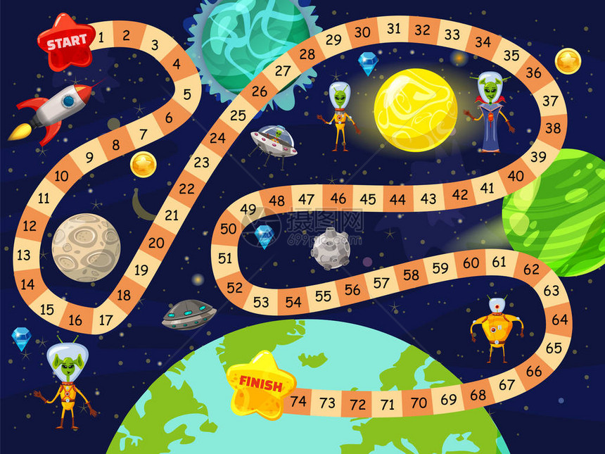 太空板游戏策略中的火箭UFO和外星人图片