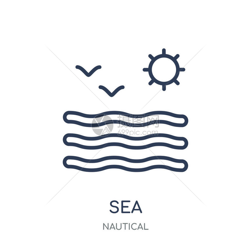 海图标来自航海收藏的海洋线符号设计白色背景上的简单轮廓图片