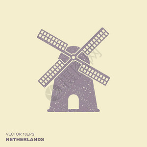 传统的荷兰dutch风车带有压碎效果的图片