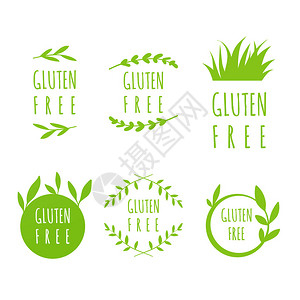 白底天然有机食品的无矢量Gluten免费标签标签标签和形图片