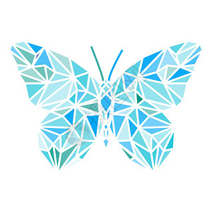 多边形蝴蝶上白色孤立低聚昆虫插图三角形彩色动物图像多边形昆虫图图片