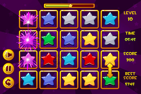 接口STARMatch3游戏多彩姿的星游戏资产图标和按钮类似图片