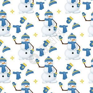 圣诞雪人天衣无缝模式冬假礼物包装背景矢量插图Xmas包装壁图片