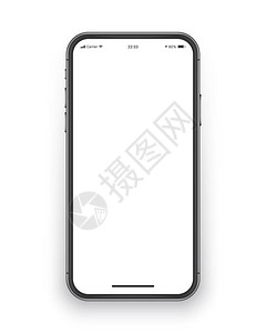 用于移动应用程序网站游戏演示UIUX设计模板的白色上隔离的逼真的无框智能手机背景图片