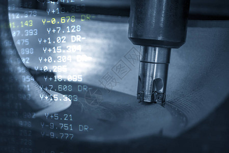 CNC碾磨机用可索引工具切割铸铁部分的抽象高技术模具制造工艺图片