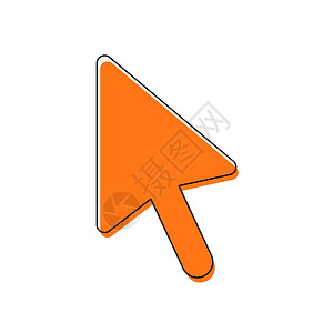 感动常在毛笔字鼠标计算机箭头图标孤立的图标由黑薄等宽和橙色在不同层上移动填充插画