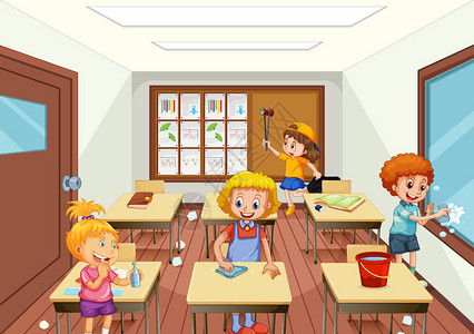 清洁教室插图的一图片