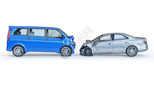两场车祸撞车一辆蓝色面包车对着一辆银色轿车大伤害在上隔图片