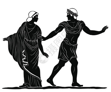 古希腊神话中的英雄特修斯绑架了海伦将矢量图像隔离背景图片