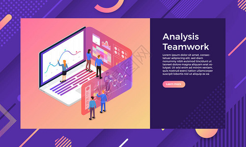 样机登陆页面网站等距设计概念移动应用分析工具通过团队合作业图片