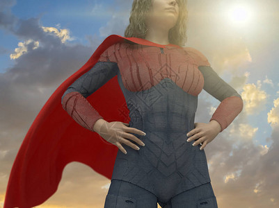 穿着超级英雄服装的女人3d渲染图片